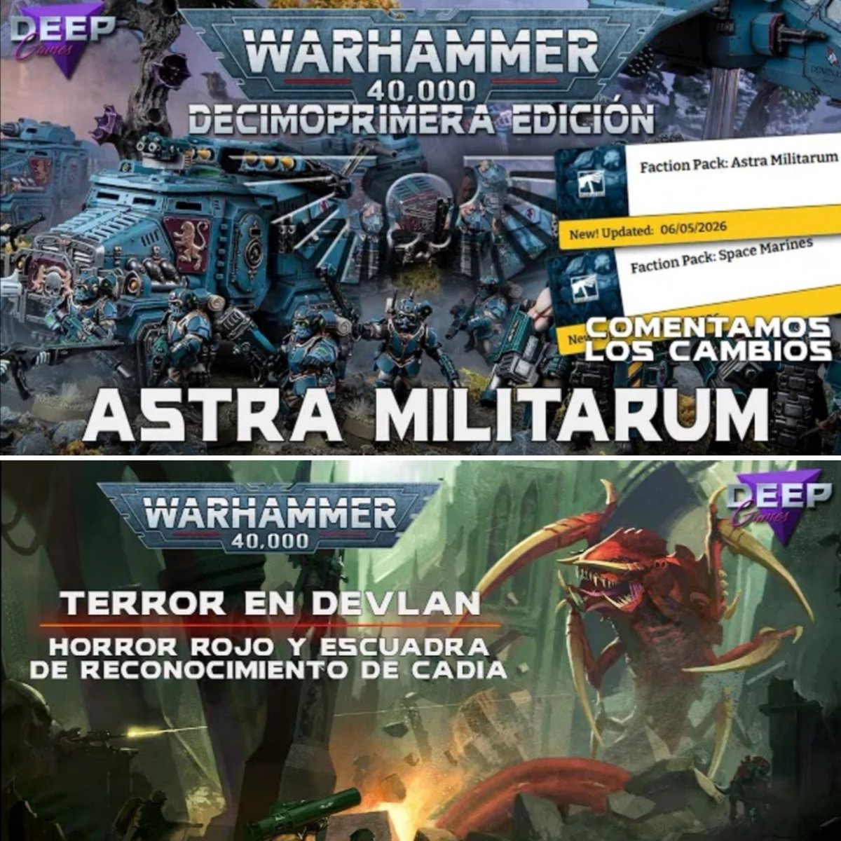 DeepGamesSpain's tweet photo. Nos lanzan novedades en modo ráfaga y aquí estamos para cubrirlas todas: Faction Focus Orko, Marine y Astra Militarum, nuevas datas para Tiránidos y Astra y faq ninja de hoy mismo. ¿Cómo no nos vas a seguir para enterarte de todo? #Warhammer40k #WarhammerCommunity #gamesworkshop https://t.co/mD7a8hrjpP