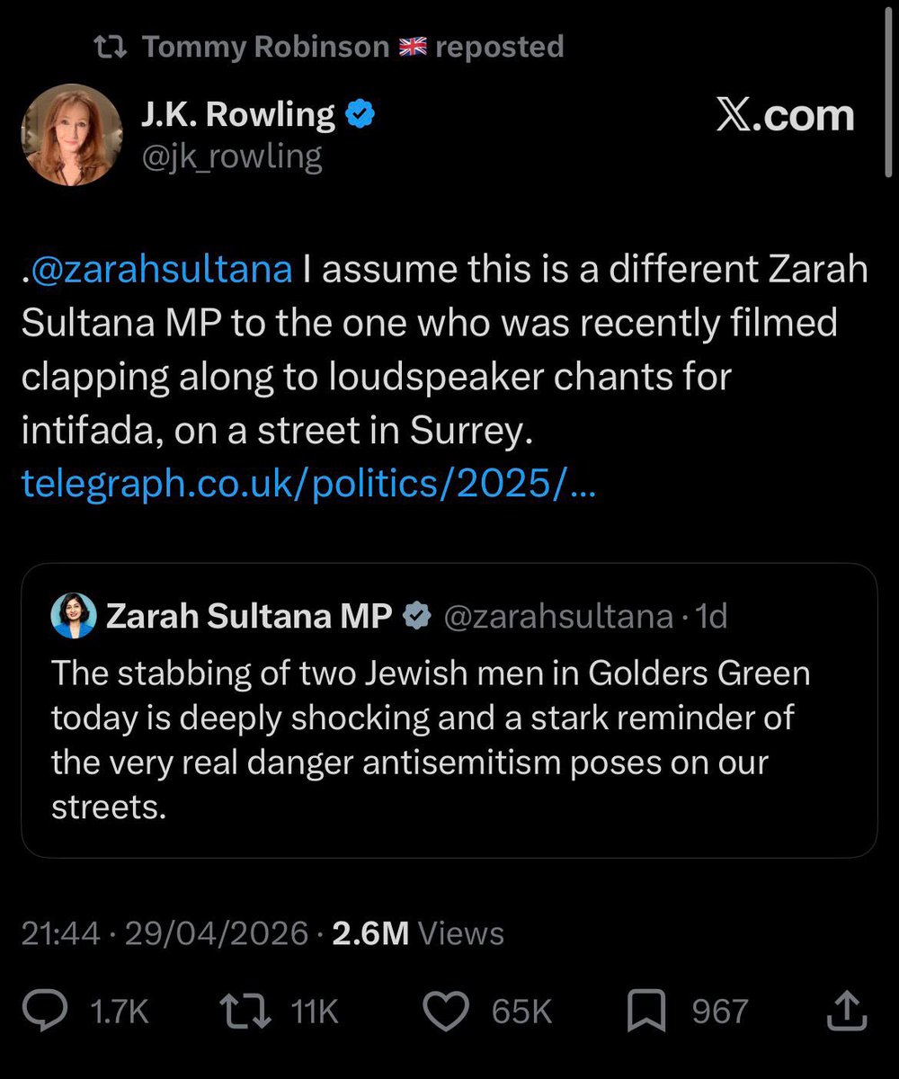 Zarah Sultana MP tweet media