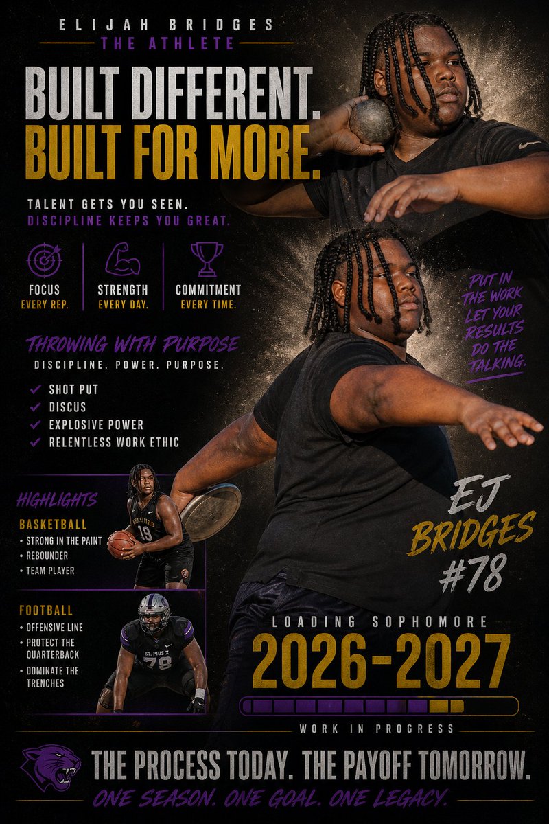 Rubybridges18's tweet photo. All Coaches, looking for an explosive Center, OL/DL checkout my son, Elijah Bridges aka EJ in Houston, Texas.   Sophomore loading 2026-2027.  6'1".  318.  Plays basketball and Track &amp; Field, Shotput and Discus.  Stats are phenomenal. 3.5 GPA.  Coachable and on Fire for the game. https://t.co/FFK1C5umog