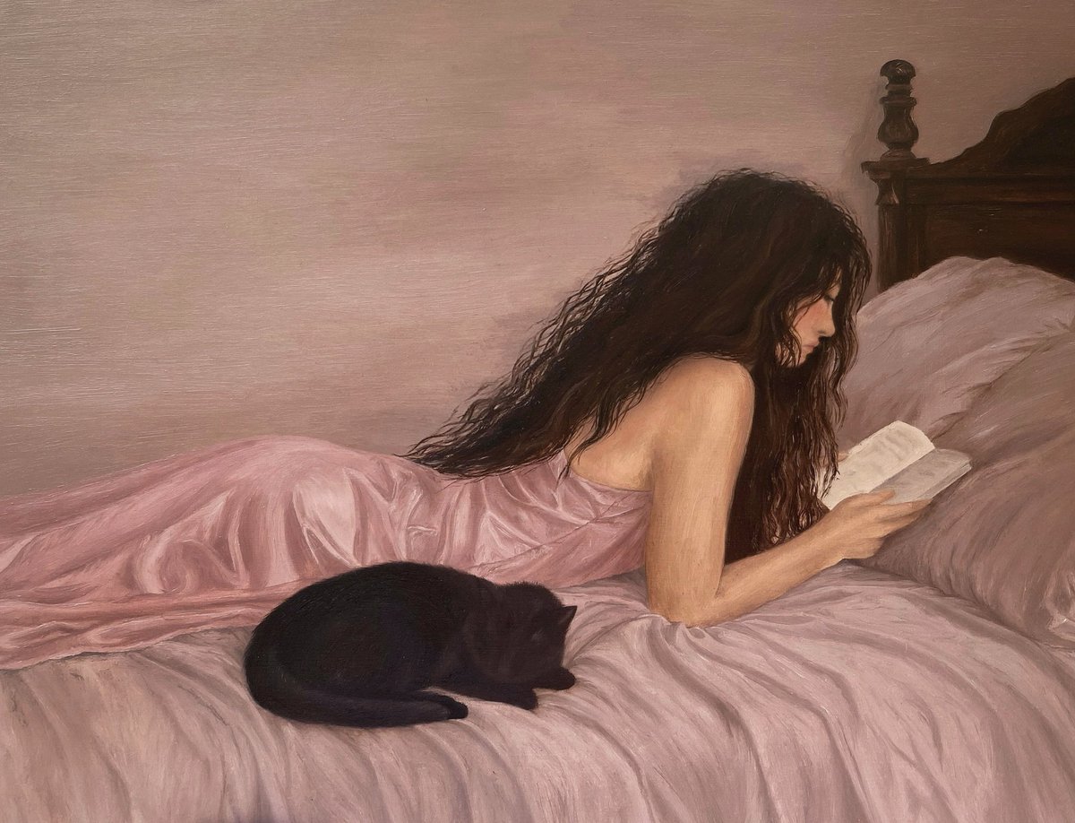 antes de dormir, óleo sobre tabla
