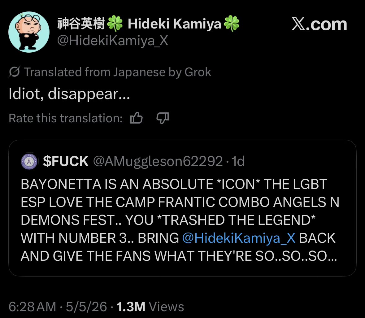 ChibiReviews's tweet photo. The Creator of Bayonetta said this in response to people saying Bayonetta is a LGBTQ icon yesterday https://t.co/okvcEHqcyD