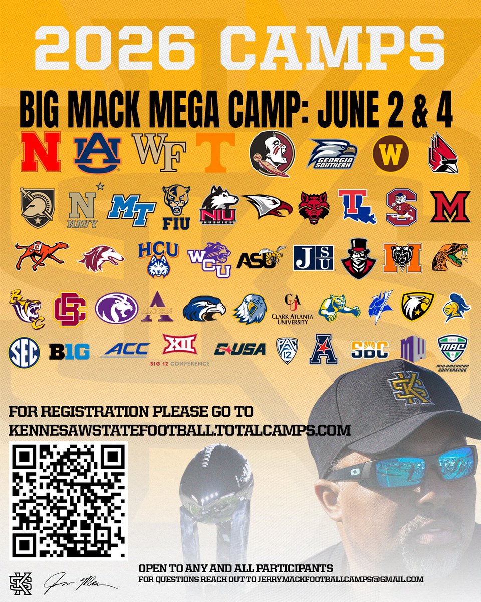 kennesawstfb's tweet photo. 🚨Big Mack Mega Camp is less than one month away🚨

Pre-Registration ends on May 16th

Pre-Registration - $70
Late Registration - $80
Walk Ups - $100

Don’t miss out on a great price on one of the biggest mega camps in the nation‼️

Link: https://t.co/4MRXJXMabH https://t.co/Db8AzjkShr