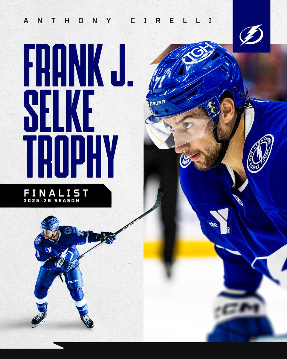 For the second year in a row...

Anthony Cirelli has been named a finalist for the 2025-26 Selke Trophy! 

📝 tbl.co/26selke