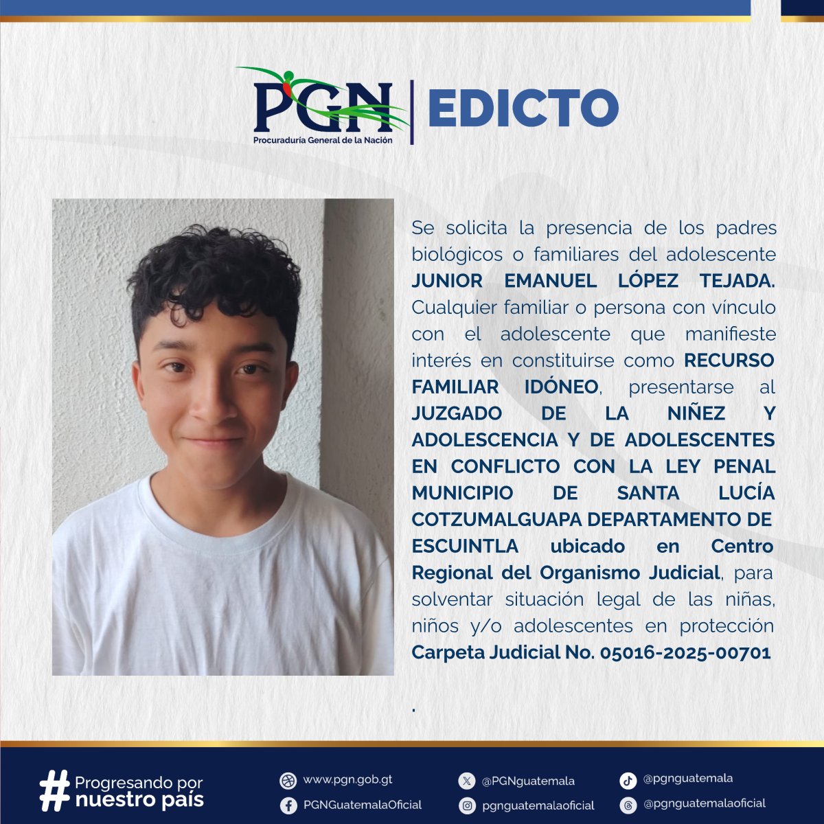 Tu ayuda es importante, comparte la imagen para encontrar un familiar. #Edicto #PGN