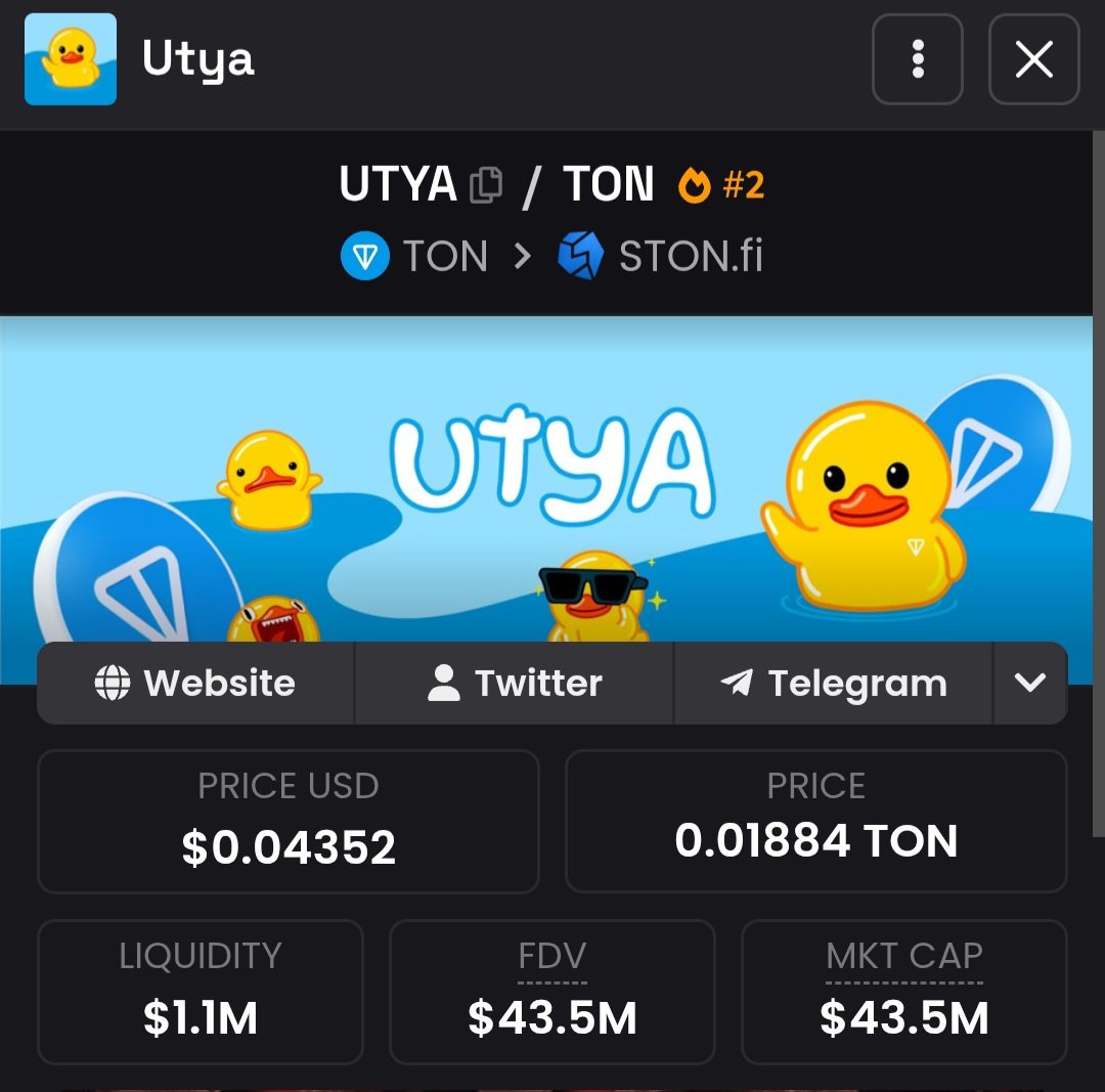 RajxDev's tweet photo. $UTYA only have 41m mc which is the biggest meme coin on $TON which is making God candles rn making a small bet there is the alpha rn https://t.co/WG7rf8kG8V