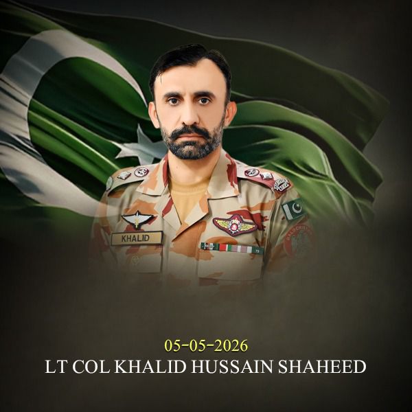 Funeral prayer of Lieutenant Colonel Khalid Hussain Shaheed (resident of District Sargodha) was offered today at Chaklala Garrison, Rawalpindi. The brave son of the soil embraced martyrdom yesterday, consequent to injuries sustained while leading his men and fighting valiantly