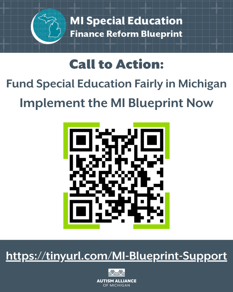 MI_PAAC's tweet photo. Michigan has a rare chance to fix special education funding once and for all.

The MI Blueprint is a research-based, community-informed plan to better align funding with the real needs of students with disabilities.

Take action here: 
https://t.co/4e3ZbtGiN8

#MIBlueprint https://t.co/FxW7tJkcWA