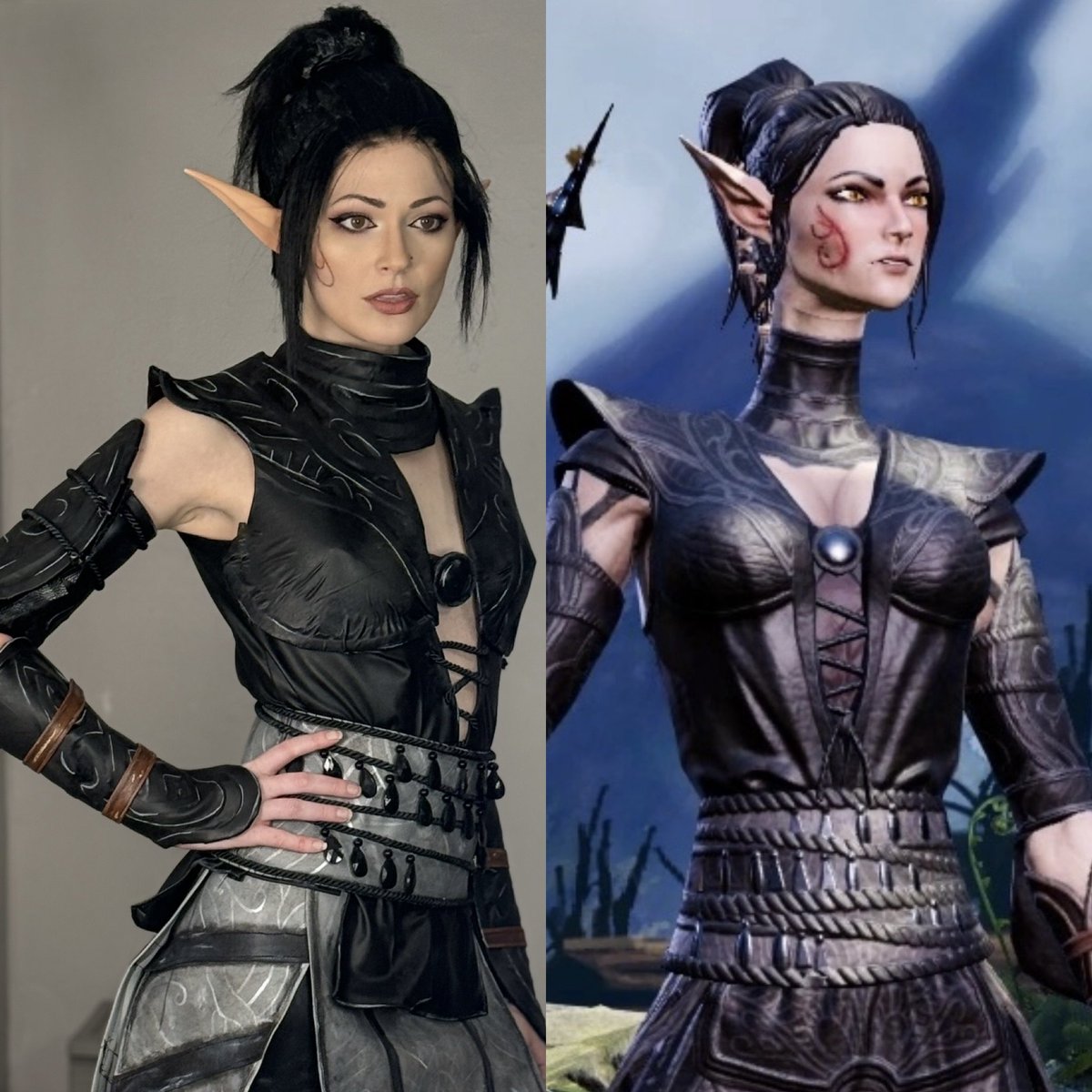 Side by side pics of my Sebille cosplay and the queen herself!