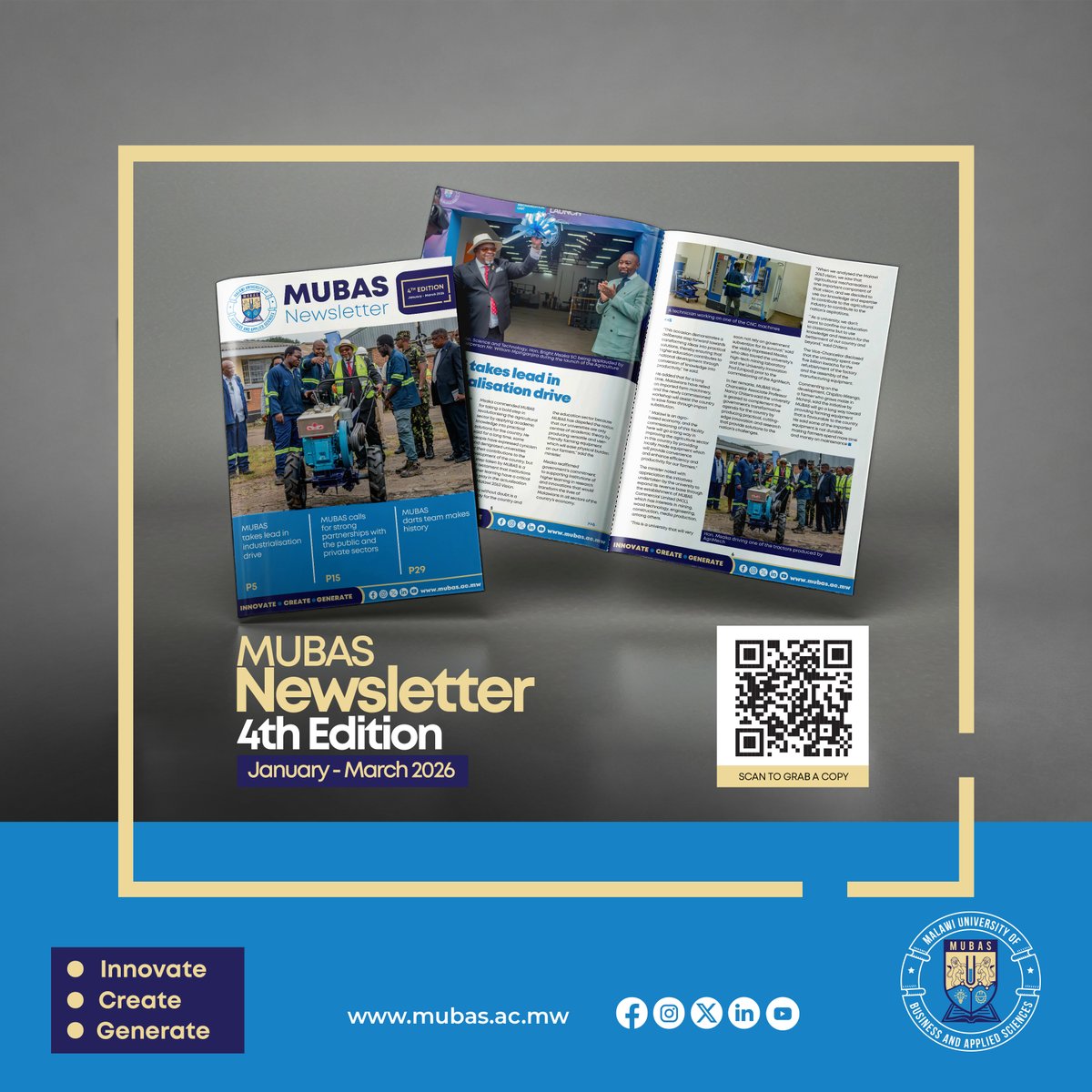 mubasmw's tweet photo. ๐ The 4th Edition of MUBAS Newsletter has dropped!
Ideas are no longer enough; Impact is the standard.
Download and see what relevance looks like ๐๐ฝ: https://t.co/GIqmdzIhZF
#MUBASNewsletter
#HUWA #JoinMUBAS
#TheHomeOfInnovation
#Innovate #Create #Generate https://t.co/NtQD0oU7gb