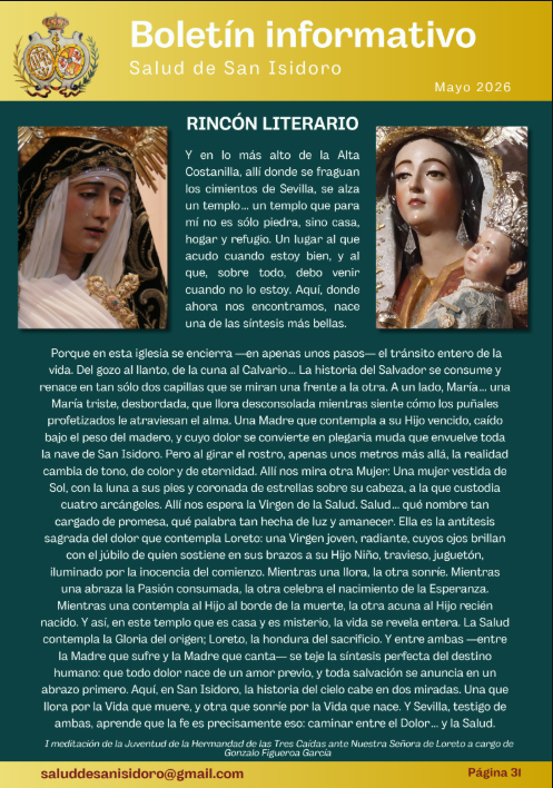 gonzalofig19's tweet photo. Me hace una gran ilusión y me llena de orgullo, el gesto que ha tenido mi hermandad incluyendo en el boletín anual, el apartado del "Rincón Literario" donde se recoge unos versos que dediqué a ambas corporaciones en la Meditación a Ntra. Sra. Loreto el pasado mes de diciembre. https://t.co/435kBX1vBp