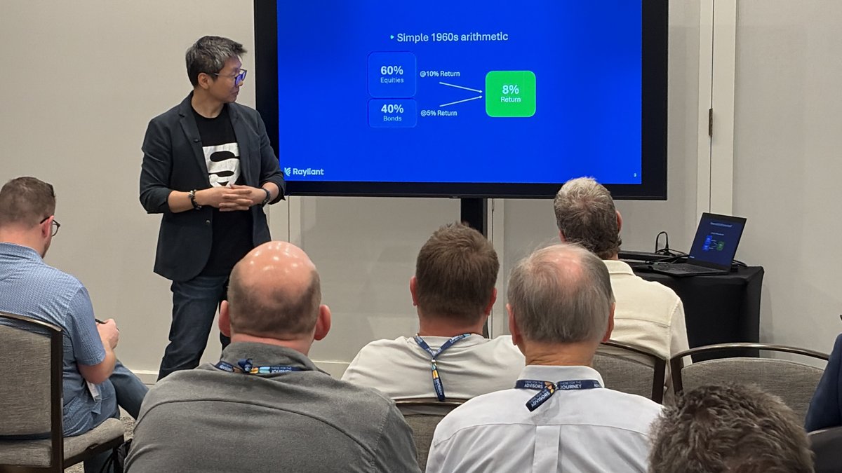 rayliant's tweet photo. @Sowell_Mgmt's Next25 Summit is officially underway—starting strong with an advisor masterclass 🔥

Dr. @hsu_jason set the stage by breaking down the origins of the 60/40 portfolio—and why it continues to stand as the “safe choice” in client allocation decisions. Understanding where strategies come from is key to knowing where they’re headed.

#SowellSummit #AssetAllocation #WealthManagement #FinancialAdvisors