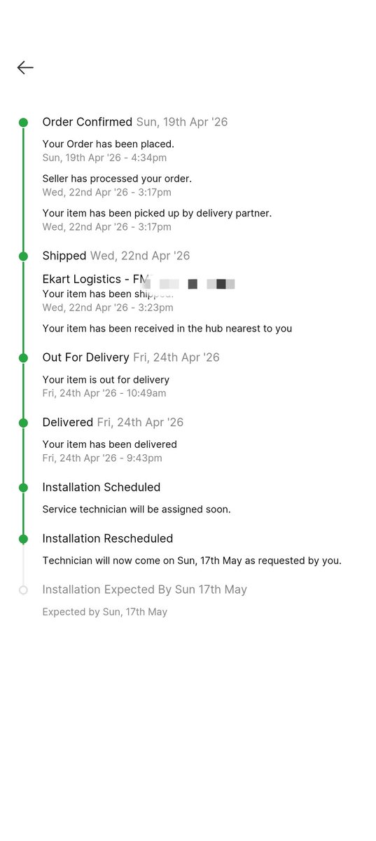 Chetu_1's tweet photo. @Flipkartminutes Today is 6th and Flipkart ask me to wait till may be 11.59 and they will change date and say now thanks for your patience wait till 7th may. 
I brought AC from Flipkart 24 april its delivered. Installation schedule on 2 may and without OTP reschedule to 17 may. 
27 day GAP. 😃 https://t.co/DNkziw55se