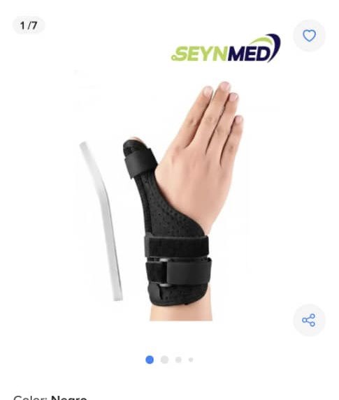 Para mi sobrino de 6 años ando buscando un inmovilizador de pulgar para su mano izquierda, se cayó en bicicleta.

Las medidas son de la muñeca al final del dedo pulgar 11cm y la circunferencia de la muñeca es de 13cm.

Ya buscamos en todo el pueblo y agoté en Mercadolibre -aparte