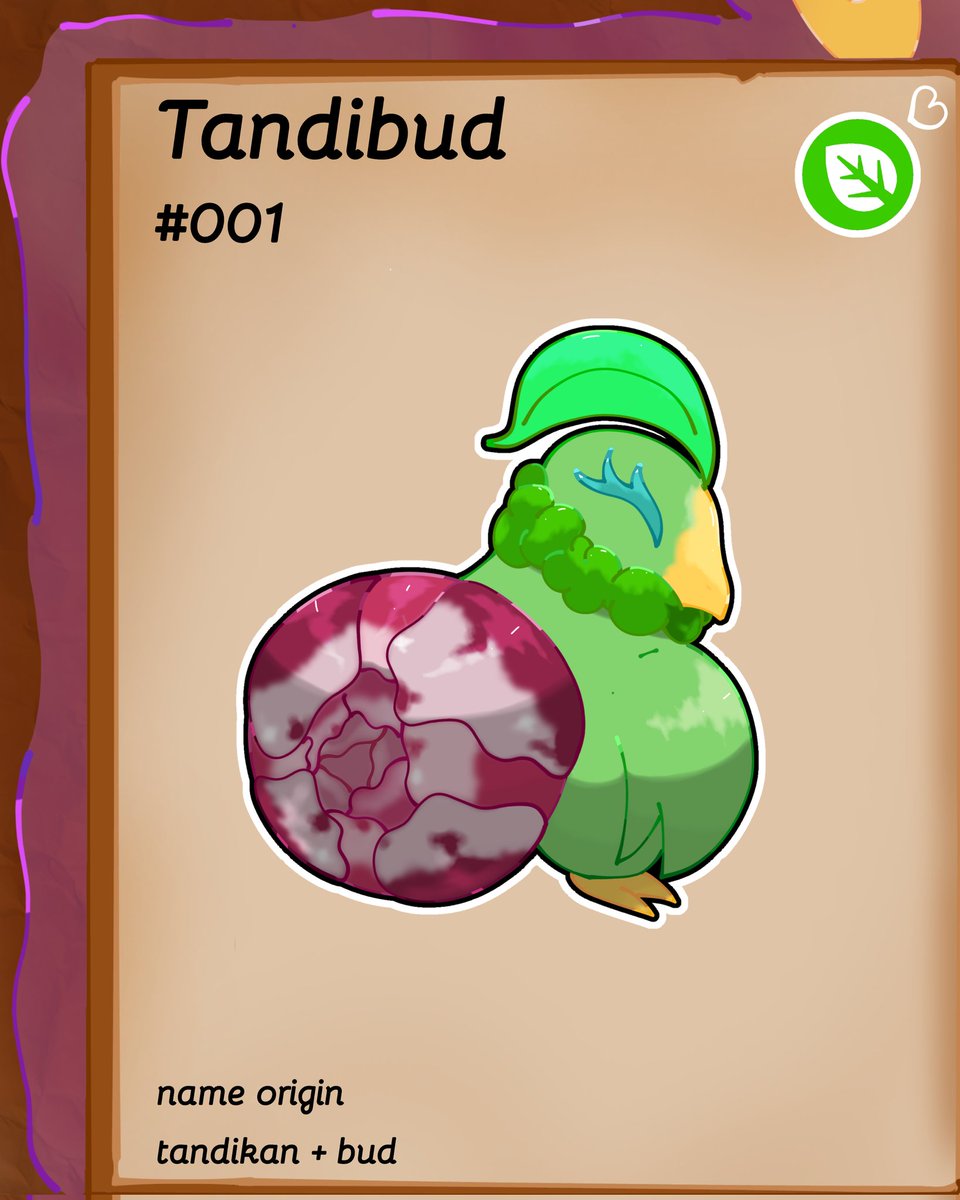 ROLLYLUNAR's tweet photo. Here's the middle evolution of our grass starter...
Meet 🌿tandibud🌿

(A little mistake I forgot to change the number) 🌝🌝

✨🩷Hope you like it 🩷✨ 

#pokemon #fakemon #art #Nueva_region #fakemonregion
#fakemonart https://t.co/CwOkClW5Po