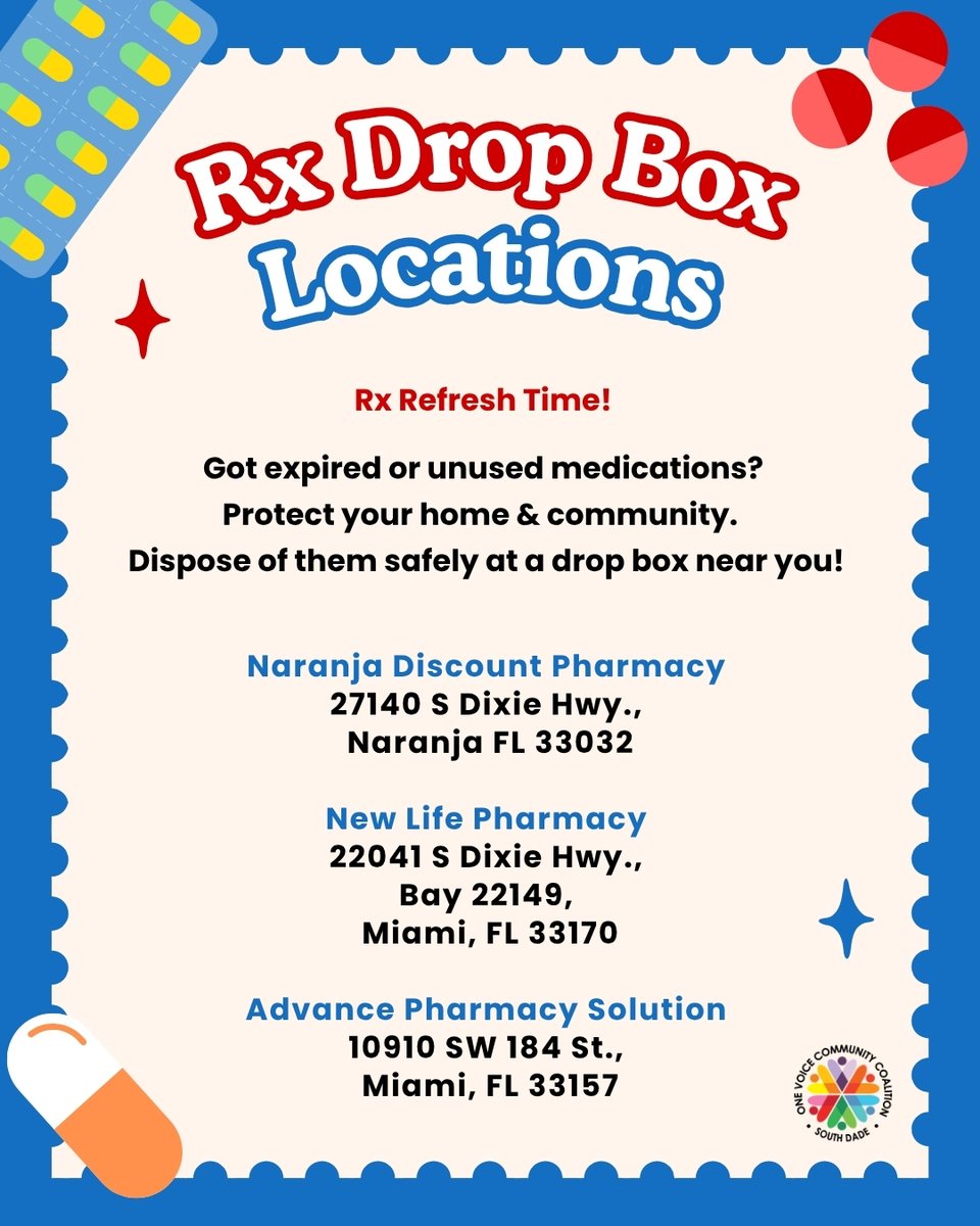 sdovcc's tweet photo. Unused or expired medications can be harmful if kept at home or disposed of improperly. Help prevent misuse and keep our community safe by using a safe Rx drop box near you. Small action, big impact.
#LiveLifeSubstanceFree https://t.co/HWXEhoIEt6