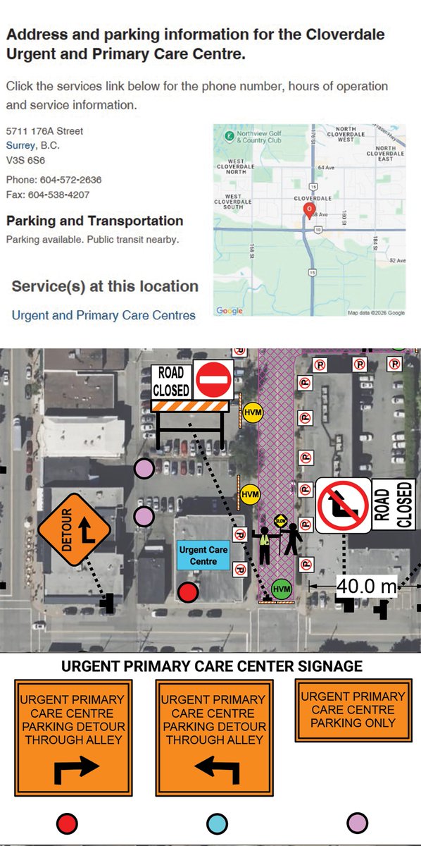 Paradeguy's tweet photo. NOTICE:  CLOVERDALE URGENT PRIMARY CARE CENTRE REMAINS OPEN DURING BED RACES ON MAY 13, 5-8PM

PLEASE SEE DETOUR ROUTE BELOW. UPCC PARKING ACCESSIBLE FROM ALLEY WAY ON 57 AVE. 
@CityofSurrey @cloverdalebia @CloverdaleRodeo @CloverdaleNews @CloverdaleCOC @Fraserhealth https://t.co/flVny4wSUC