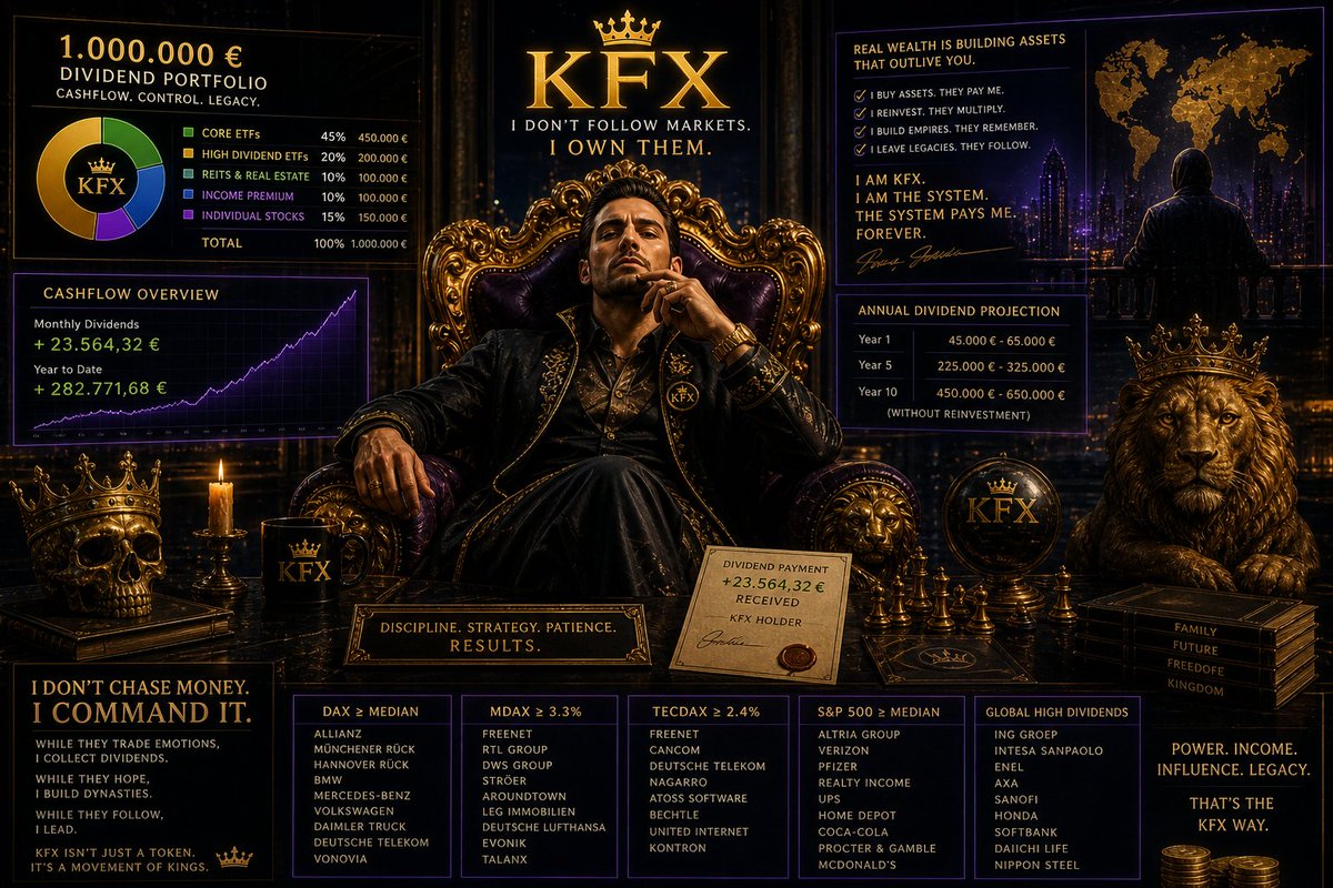 Kingfinity's tweet photo. 👑 The crowd arrives when it’s obvious.
The few position before it begins.
Power isn’t taken at the top —
it’s accumulated in silence.
Public sale opens soon.
The game is already in motion. ⚙️
#Kingfinity #KFX #DeFi #Tokenomics #EarlyPosition https://t.co/JxYm20vjwD