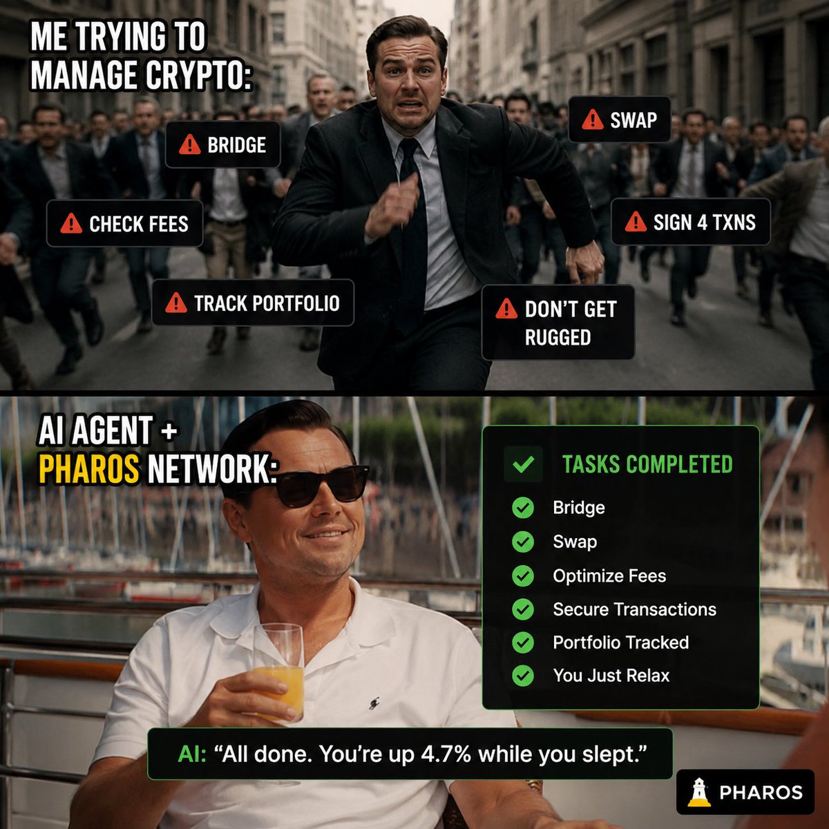 NahrunHalil's tweet photo. Me: “I’ll just manually swap, bridge, stake, and manage 12 wallets”

AI agents powered by Pharos:

“bro relax, I already did it while you were sleeping”

💀💀💀

@Kiwi_Nod 
0x48e8cad2Ea2d63C51098d4E25b4c61A51Aa67cb5 https://t.co/oJfuEknddq