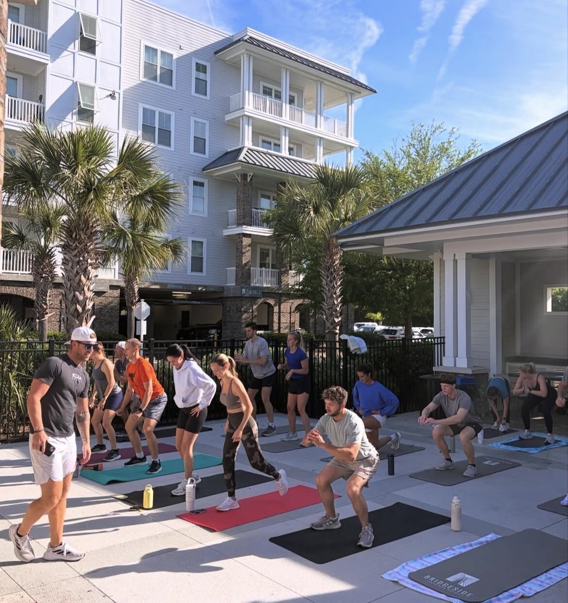 AptLife's tweet photo. POV: You step out your door and into an epic fitness event right in your own backyard. Let's work up a sweat, crush some goals, and make a few new friends along the way. 💪🔥

(Bridgeside at Patriots Point in Mount Pleasant, South Carolina) https://t.co/mhDEduUcQu