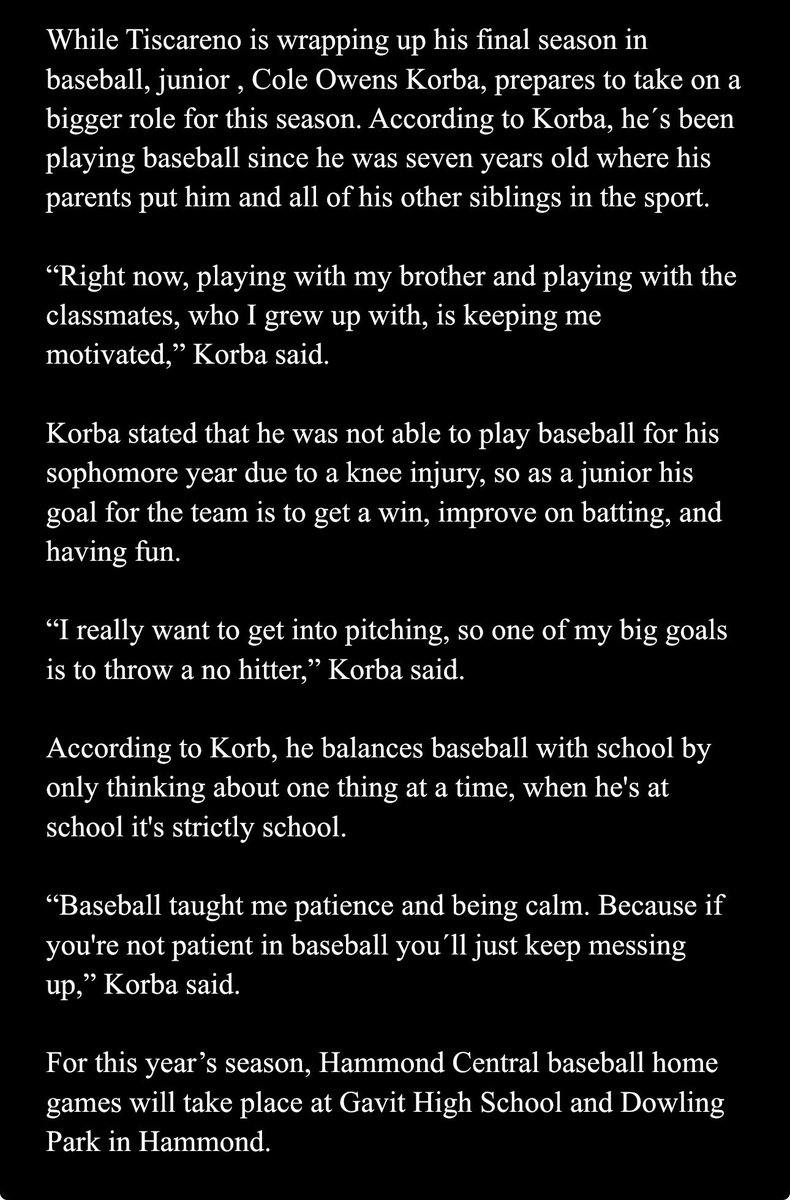 Hammond Central Wolves Baseball tweet media