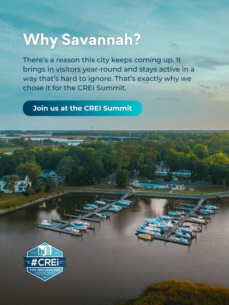 creisummit's tweet photo. There's always a reason certain cities keep coming up.

Savannah brings people in, keeps them there, and stays active in a way that's hard to ignore.

That's exactly why we're hosting the CREI Summit here.

September 23–25, 2026
JW Marriott Savannah Plant Riverside District

Get your ticket at https://t.co/ZICsl6uSV2

#CREiSummit #CommercialRealEstate #CREi
