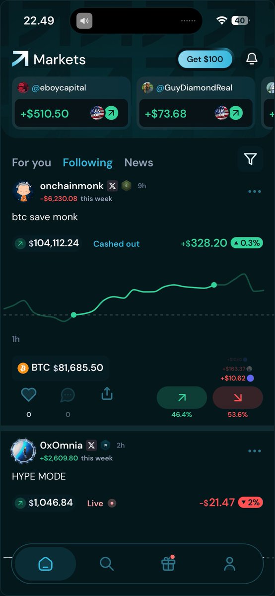 iustbglx's tweet photo. Cool apps for @Markets_xyz in IOS will try to trade and hope to gain good gainz. Long time user of kinetiq 
Excited to get the XP 👀👀👀 https://t.co/Rm13UHNeTP
