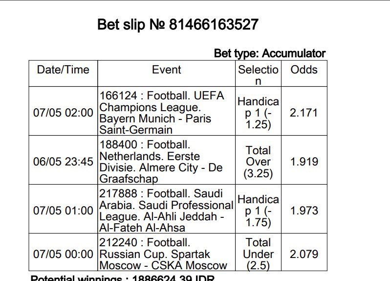 provlepsi_'s tweet photo. Today's 4-Fold:
Bayern v PSG: -1.25 AH
Almere v Graafschap: O 3.25
Al-Ahli v Al-Fateh: -1.75 AH
Spartak v CSKA: U 2.5

Tail these selections. Register at 1xBet now and claim your welcome bonus:
Link: https://t.co/k30WnvZYkJ
Code: 1x_4712316

#bayern #psg #AccaTips #1xBet https://t.co/MeDFxli39a