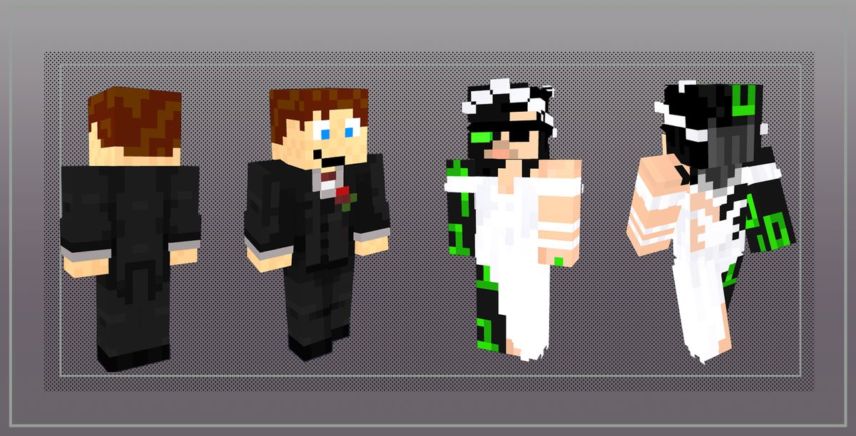 I made them some wedding outfits, just in case.....

M: minecraftskins.com/skin/24031496/…
P:  minecraftskins.com/skin/24031553/…