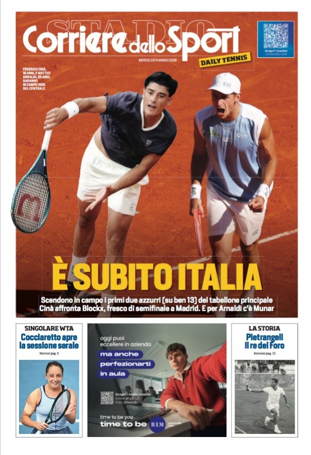 EdiPressTwit's tweet photo. Da oggi e fino al giorno della finale, il 17 maggio, siamo al Foro Italico per gli @InteBNLdItalia con il nostro Daily, un approfondimento quotidiano di 24 pagine sui temi delle partite e dei grandi protagonisti e protagoniste del torneo. 

Ci incontriamo al tennis!

#IBI26 https://t.co/ocQD1mDihl