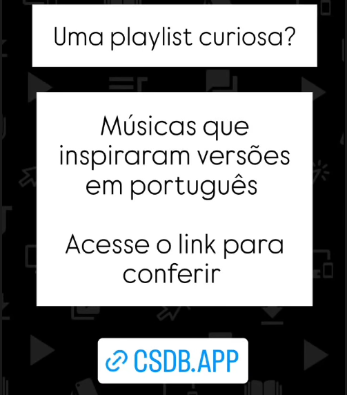 holyrics's tweet photo. Uma playlist curiosa?
Músicas que inspiraram versões em português.
Acesse o link para conferir: https://t.co/OpsBVSh3rb https://t.co/hXMQbZcNQa