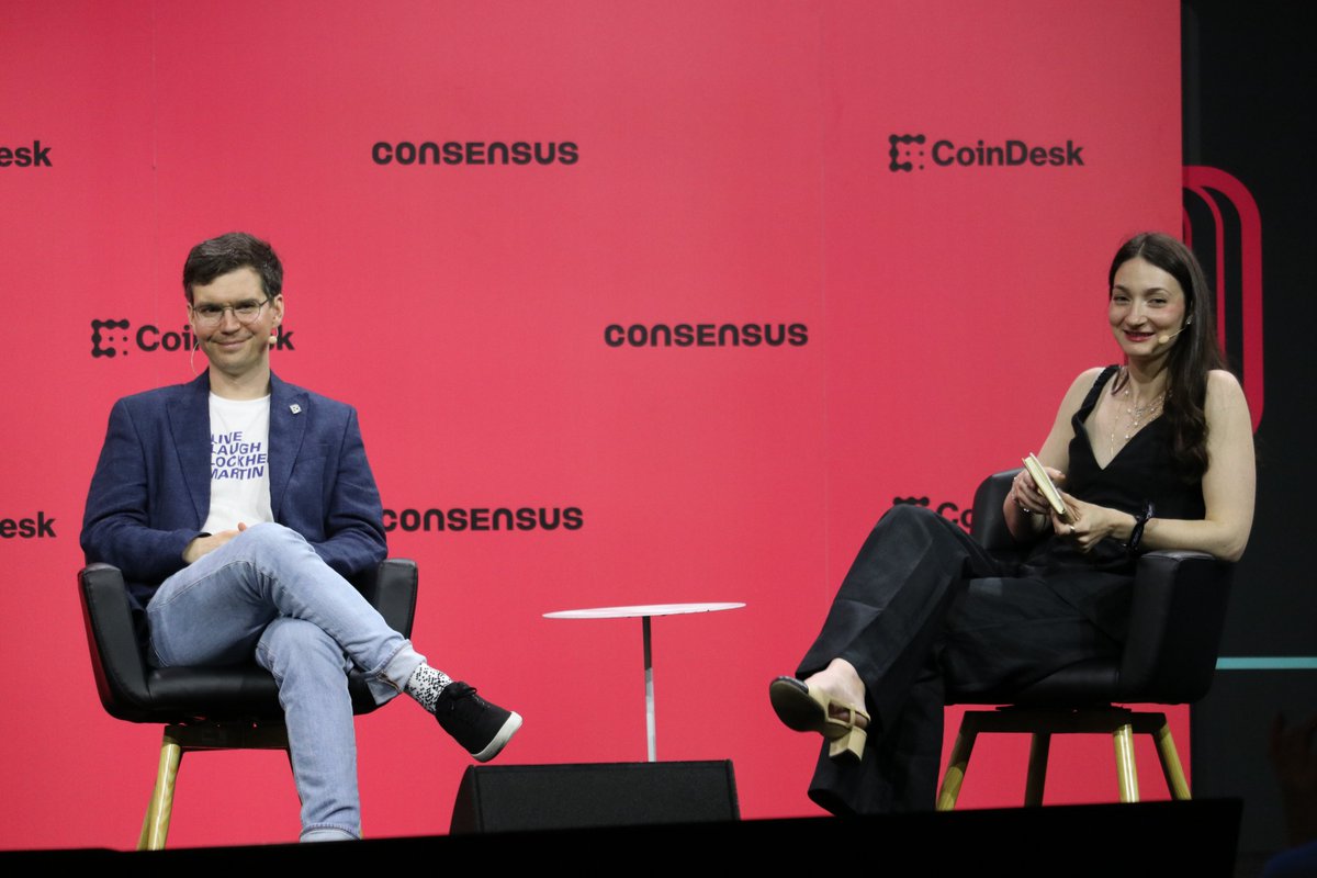 doublezero's tweet photo. (@Austin_Federa) on stage at @Consensus2026  discussing crypto’s global trading overhaul.

Discussion moderated by Margaux Nijkerk @cryptauxmargaux, @CoinDesk. https://t.co/jtgoQIU28j