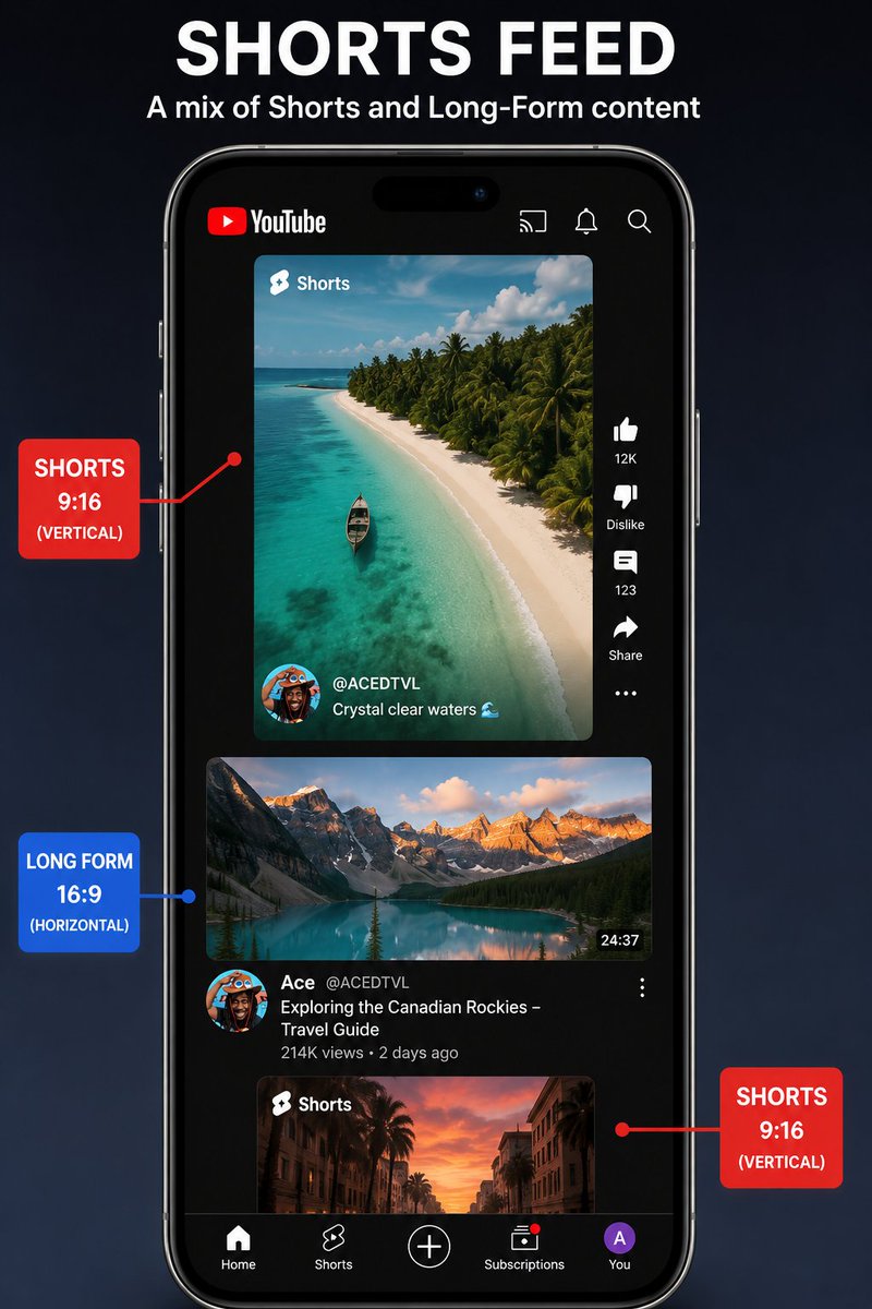 ACEDTVL's tweet photo. @TeamYouTube, long-form content seems to be losing visibility on mobile to Shorts. Suggestion: surface long-form in the Shorts feed (especially from subscribed channels) and prioritize subscriber uploads when users open the app. This would help balance discovery https://t.co/8lqxDSarNO
