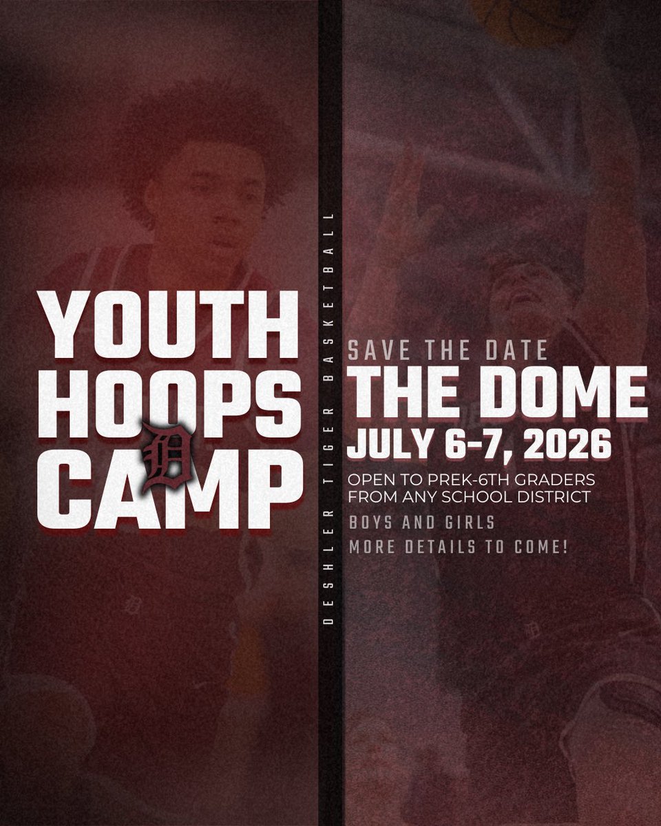 HoopsDeshler's tweet photo. Save the Date!

Youth Hoops Clinic
July 6-7, 2026
The Dome

Open to boys and girls in PreK-6th from any school district

More details coming soon! https://t.co/aVSjR2vWn7
