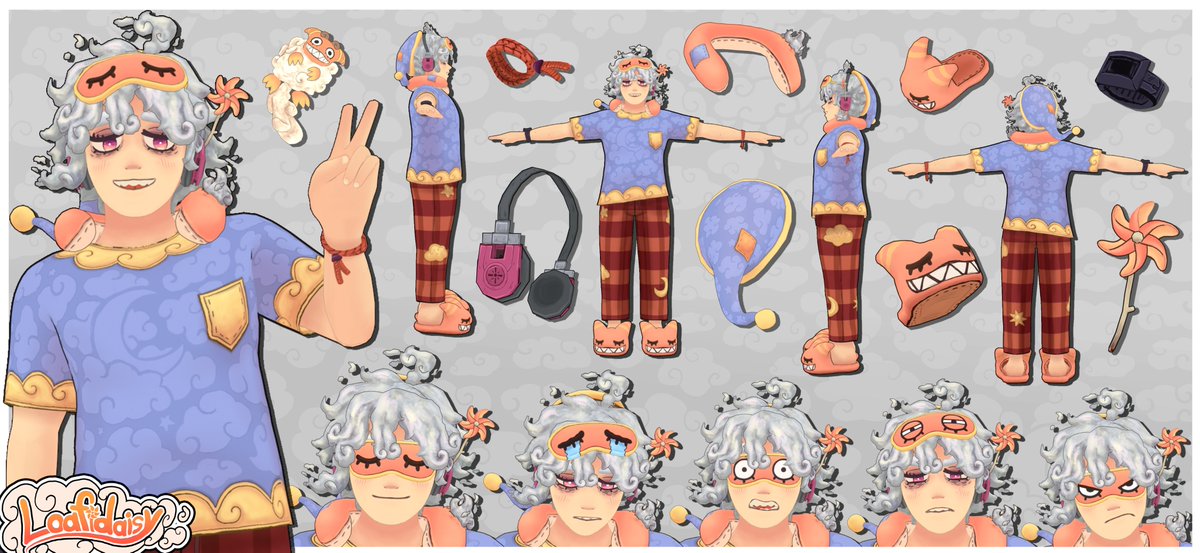 Loafidaisy's tweet photo. @PorcelainMaid Hey I'm Loaf, a lazy head-in-the-clouds vtuber that streams from dreams!

I'm in the middle of doodling sketches for my next version where I want to push some hazy/confusing dream-like elements, so any design input from you would be awesome! https://t.co/qMJsZRSXQa