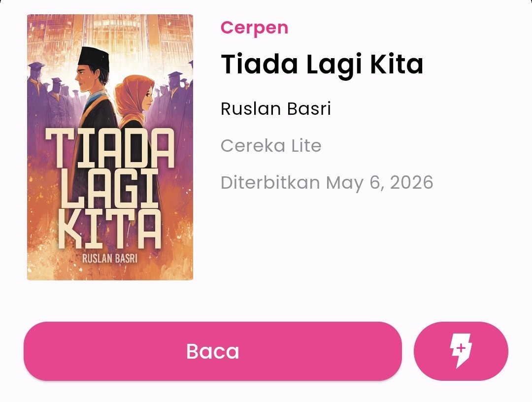 CerekaApp's tweet photo. "Tiada Lagi Kita" kini boleh dibaca di Cereka.

Jom download dan baca ebook tanpa had hari ini https://t.co/3BVfRqJLZL https://t.co/jljqWgGMSa