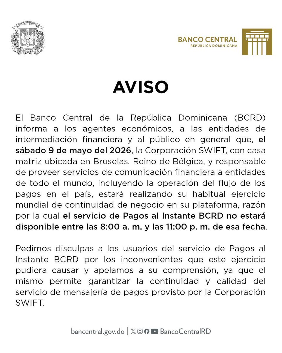 Banco Central de la República Dominicana tweet media
