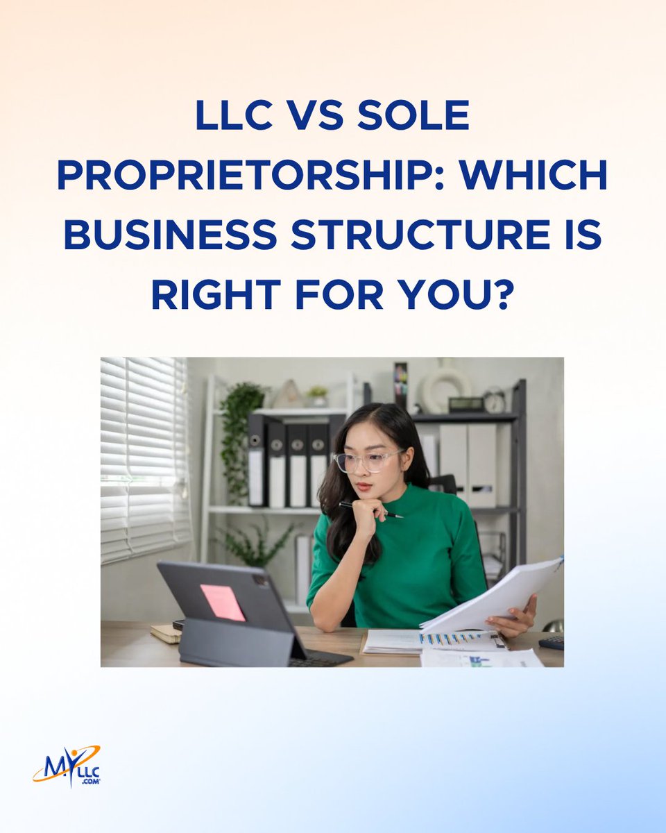 MyLLC's tweet photo. Choosing between an LLC and a sole proprietorship isn’t just about setup—it’s about how you protect your business and plan for growth. 

Read the full article — https://t.co/ZJEMc1j2lc 

#llc #soleproprietorship #businessstructure #smallbusinesstips #entrepreneurlife #startabusiness #llctips #businessowner