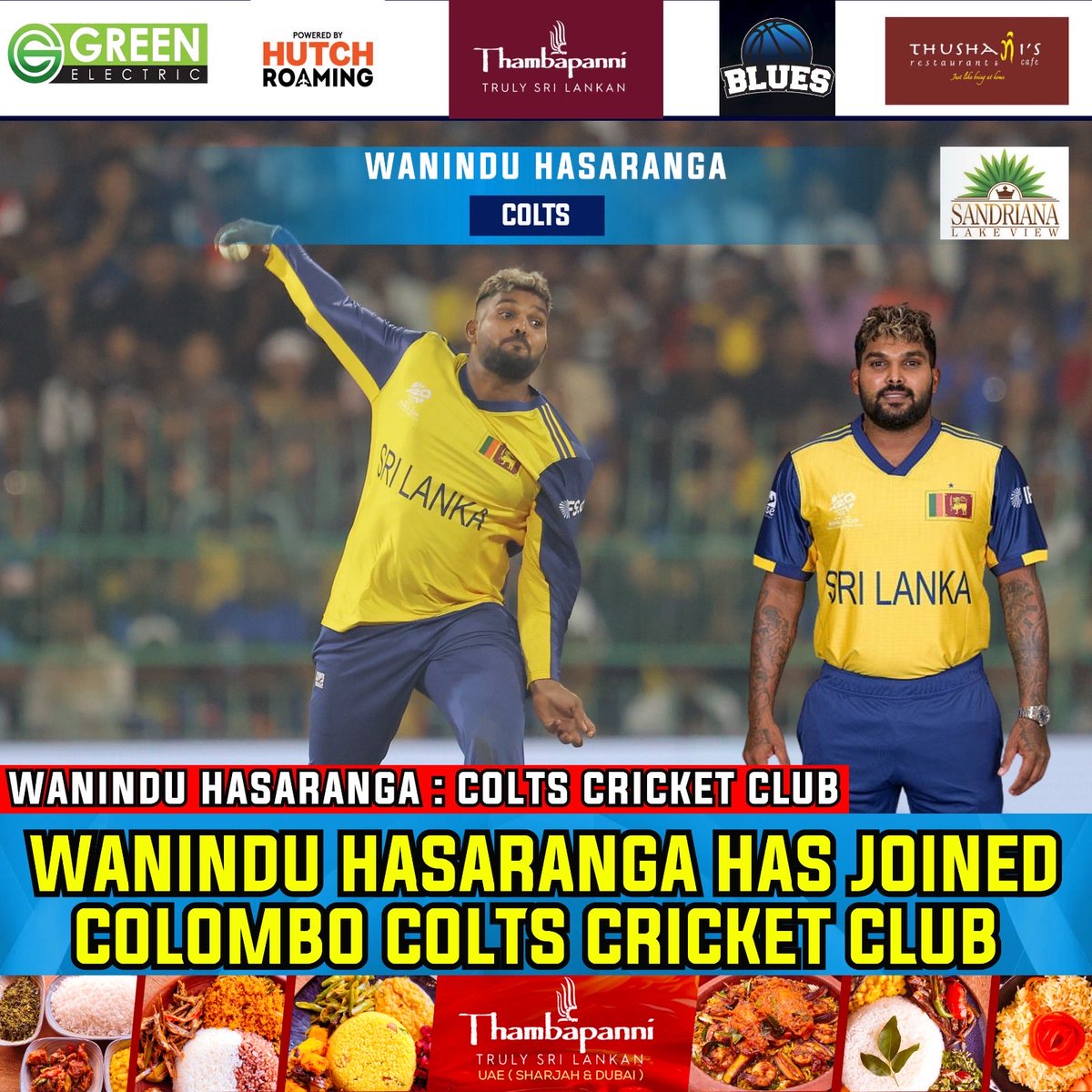 🏏⚾️ Wanindu Hasaranga to Colts Cricket Club 

 CCC 🏏⚾️ Wanindu Hasaranga has Joined Colts Cricket Club.

#danushkaaaravinda #sportspavilionlk #WaninduHasaranga #SriLanka #fypシ゚viralシfypシ゚viralシal