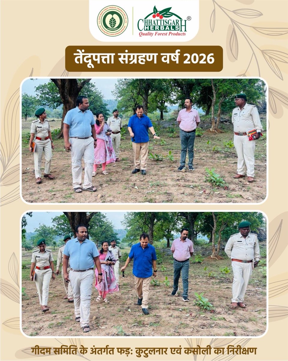 CGMFPFED's tweet photo. तेंदूपत्ता संग्रहण वर्ष 2026 अंतर्गत श्री अनिल कुमार साहू (भा.व.से.), प्रबंध संचालक, राज्य लघु वनोपज संघ रायपुर ने गीदम समिति के फड़ कुटुलनार एवं कसोली का निरीक्षण किया।

#तेंदूपत्ता #वनोपज #MSP #छत्तीसगढ़ #आजीविका https://t.co/B3b13kLTO5