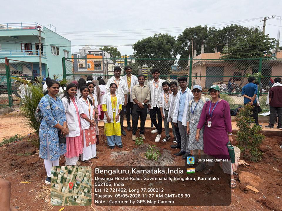 PESUniversity's tweet photo. We planted hope today 🌱

On 5th May 2026, our MBBS students from the Department of Community Medicine, PESU IMSR took part in a plantation drive at Gowrenahalli, Anekal, planting 15 saplings as part of our CSR program.

A small step towards cleaner air, healthier communities, and a greener tomorrow. 💚

#GoGreen #PlantForFuture #MedicalStudents #CommunityService #PlantationDrive