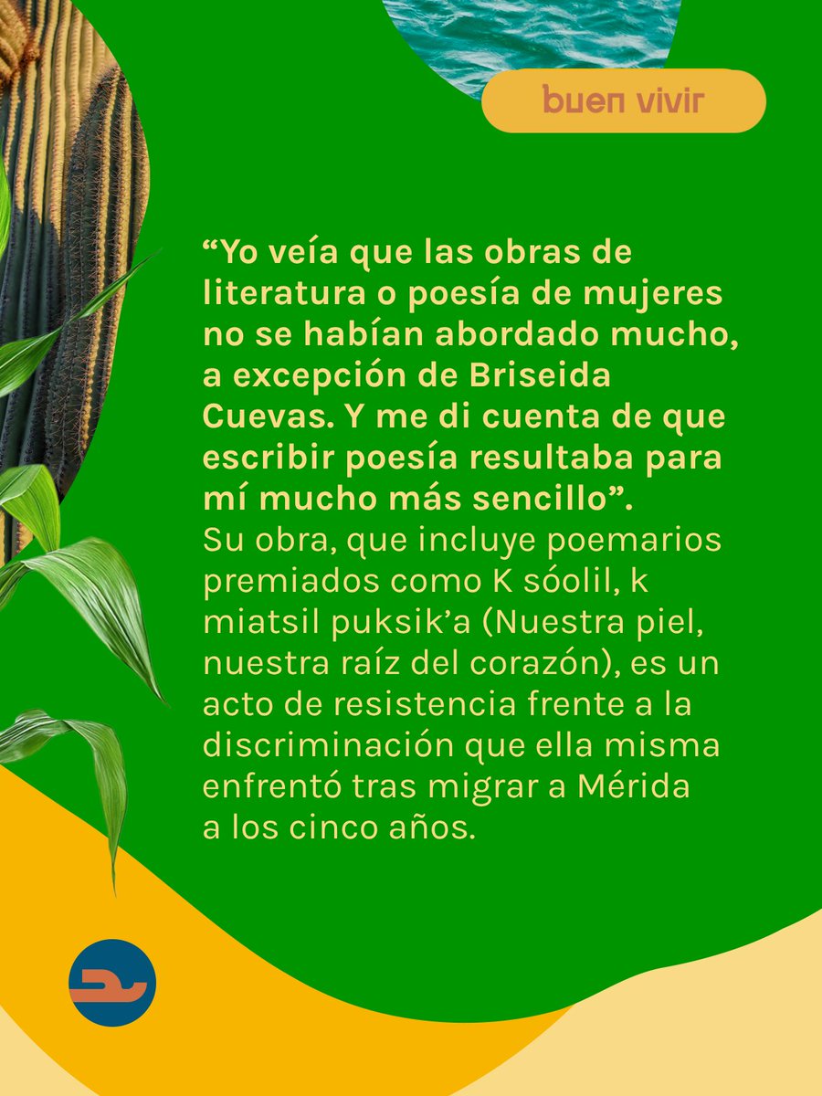 LaCeiba_Lat's tweet photo. 📖 María Elisa Chavarrea Chim, originaria de Chumayel, Yucatán, se ha consolidado como una de las voces más potentes de la literatura maya contemporánea. Su obra, que incluye poemarios premiados como K sóolil, k miatsil puksik’a (Nuestra piel, nuestra raíz del corazón), es un acto de resistencia frente a la discriminación que ella misma enfrentó tras migrar a Mérida a los cinco años.

🗣️ Ella recuerda y nos comparte su infancia: “nací hablando maya y, al llegar a la ciudad, las personas hablaban español, en la escuela se hablaba español. Repetí el primer año de primaria tres veces porque el choque cultural fue muy fuerte (...) sentí la discriminación por ser de una comunidad, por ser mayahablante.”

🇲🇽 “El uso de la lengua maya va ligado a la cultura: no podemos deslindar el contexto cultural que tiene la lengua maya. Lo que toca entonces es seguir difundiendo, creando programas justos con esta perspectiva social y cultural desde las comunidades, con la participación de las comunidades.”

👉 Continúa leyendo en: https://t.co/UNYMvyF04M

#Literatura #Maya #MayaHablante #Discriminación #Inclusión #Yucatán #México