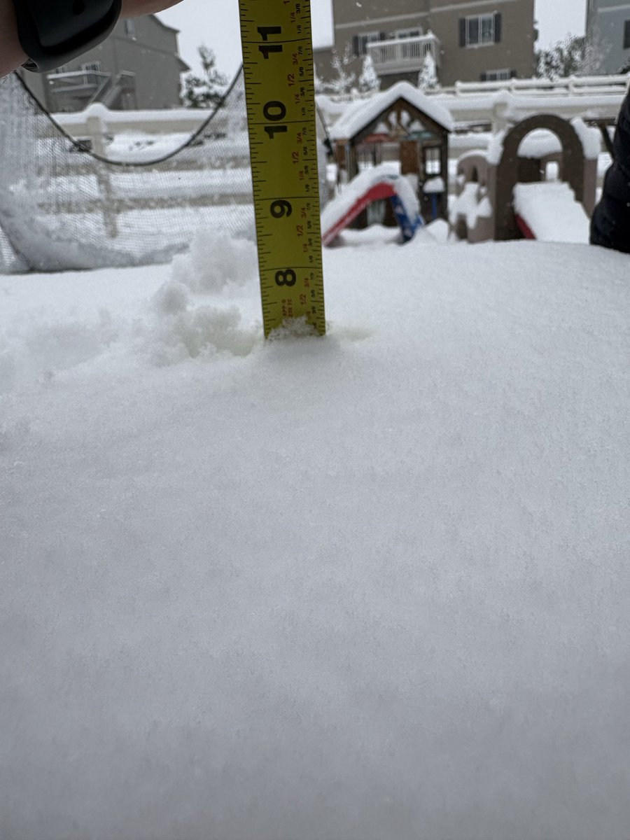 PalmerDivideWX's tweet photo. Right at 7” in Castle Rock! @BianchiWeather #cowx https://t.co/Uq898oLQGc