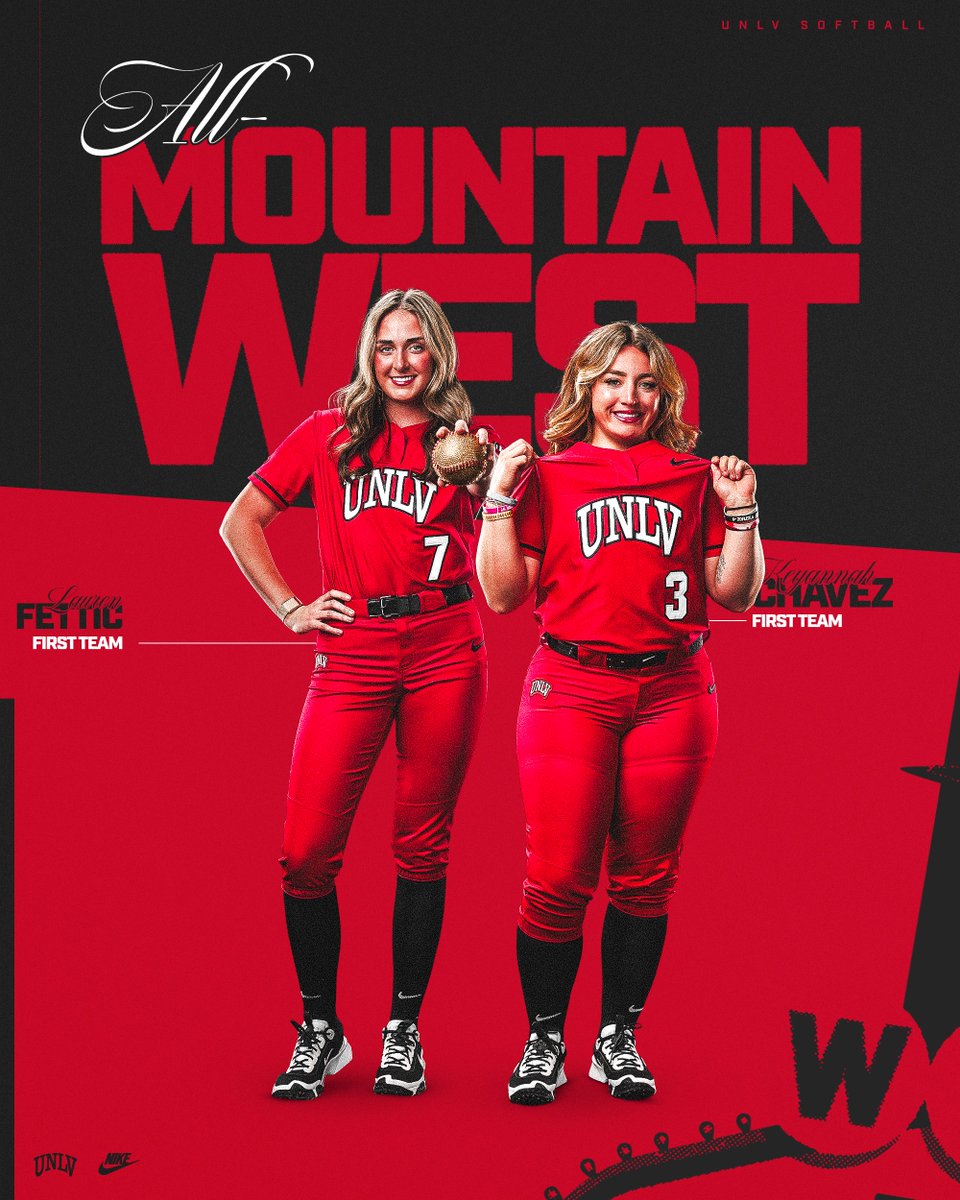 UNLVSoftball's tweet photo. 4️⃣ Rebels named All-Mountain West! Clap it on up for Lauren Fettic, Keyannah Chavez, Diamond Sefe and Mantha Hatzenbeller🤩 https://t.co/ByqC9R76wi