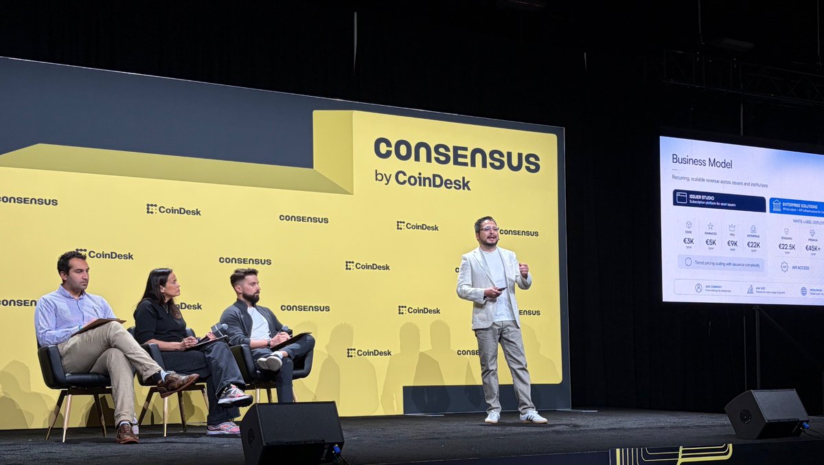 Brickken's tweet photo. Live from @consensus2026 Miami

At @CoinDesk PitchFest, our CEO @edwin_mata presented how Brickken’s tokenization infrastructure is being used to issue and manage real-world assets.

We are building the technological foundation required to unlock and manage billions in Real World Asset (RWA) tokenization.