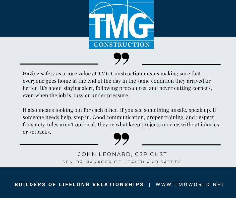TMGsWorld's tweet photo. Our award-winning safety record is strong because our dedication to safety is stronger.#tmgbuilds #constructionsafetyweek2026 #safetystrong https://t.co/JkKJC5deJA