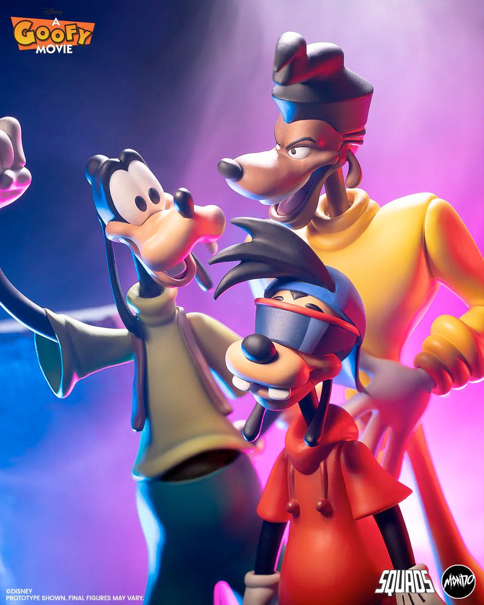 Mondo Squads A Goofy Movie: Powerline, Max, &amp; Goofy Limited Edition will go up for preorder Tuesday (5/12) at noon EST ($160.00) - bit.ly/3OQ23cC