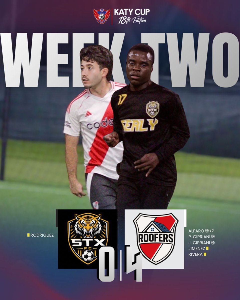 Katy_ISC's tweet photo. Week 2 results are in ⚽🔥

Big goals, intense matches, and another incredible night at Katy Cup.

This season is heating up 💪 https://t.co/rr3jJPfEyf
