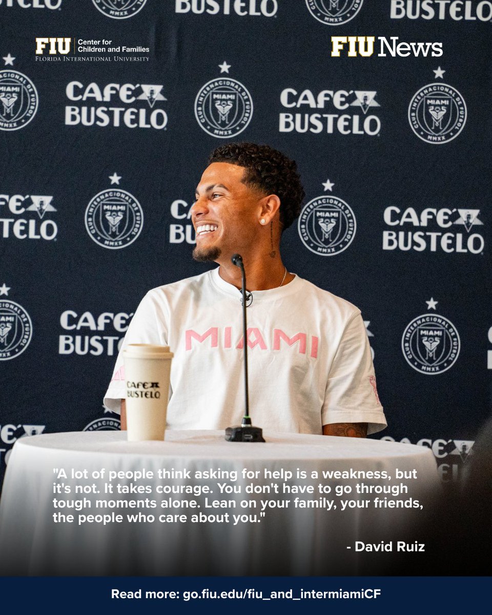 FIUCCF's tweet photo. Mental health is part of the game. ☕⚽
Our center joined @InterMiamiCF  for a powerful Conversations with Cafecito panel, presented by @CafeBustelo , on pressure, resilience, and why asking for help is a strength, not a weakness.
Read the full story ➡️ https://t.co/sBNpF6KMGg https://t.co/r5ZdxPjzy2