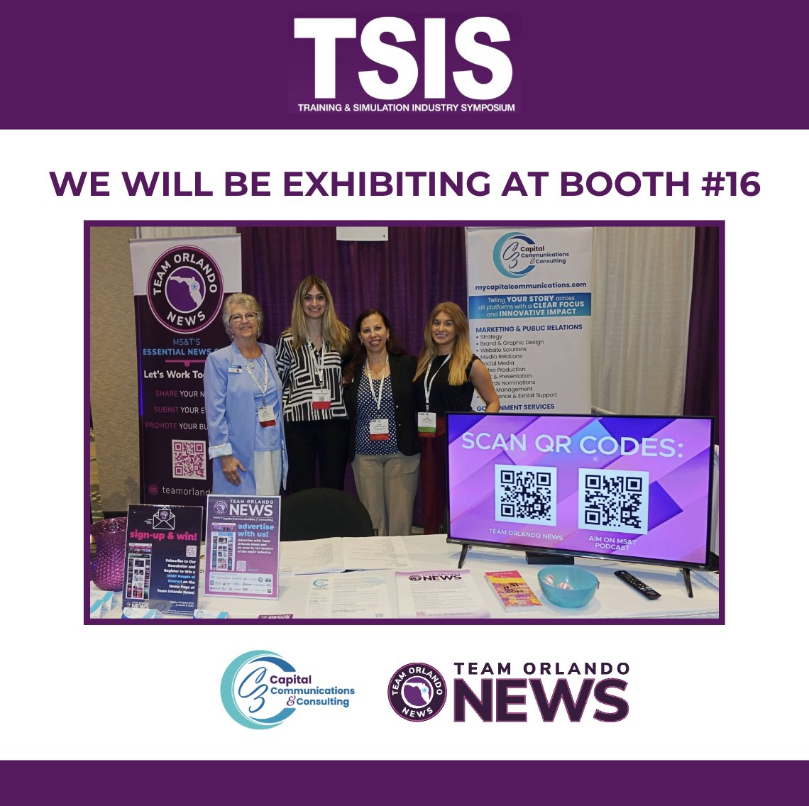 MyC3Orlando's tweet photo. Next month, our C3 &amp; Team Orlando News team will be exhibiting at the 2026 Training &amp; Simulation Industry Symposium, taking place in Orlando June 17-18!

We will be at Booth #16.

We look forward to seeing you there!

#TeamOrlando #TSIS2026 #ModelingAndSimulation https://t.co/r0est0UvR5