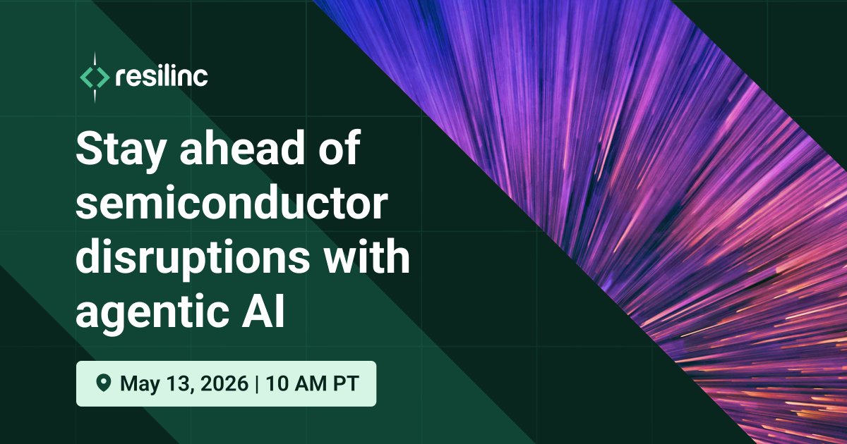 Resilinc's tweet photo. Join us on Wednesday, May 13 at 10 AM PT for a live webinar, focused on how organizations are navigating DRAM constraints, geopolitical instability, and multi-tier supplier risk with greater speed and visibility.

Secure your spot 👉 : https://t.co/ApUuace2ao https://t.co/a38ttQUF3S